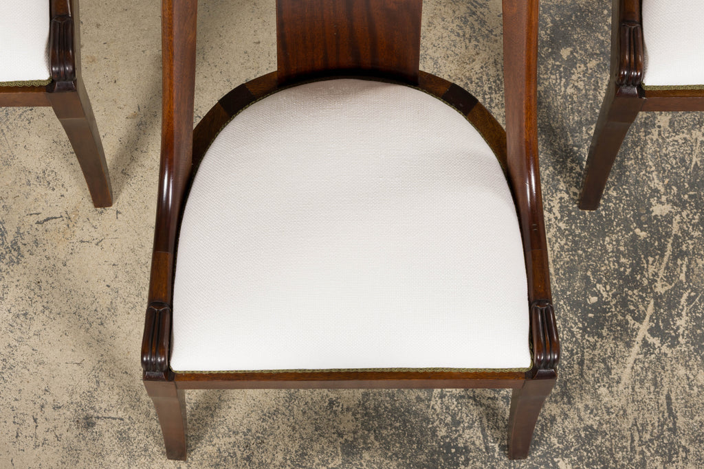 Set of Six Early 20th Century French Empire Mahogany Gondola Dining Chairs