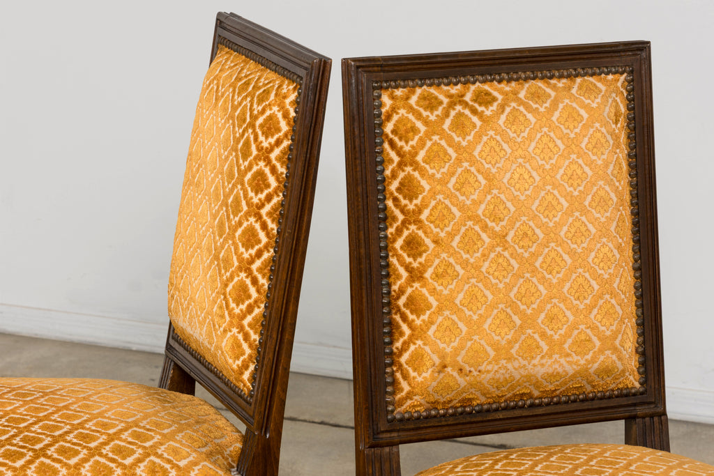 Set of Six Early 20th Century French Louis XVI Walnut Dining Chairs