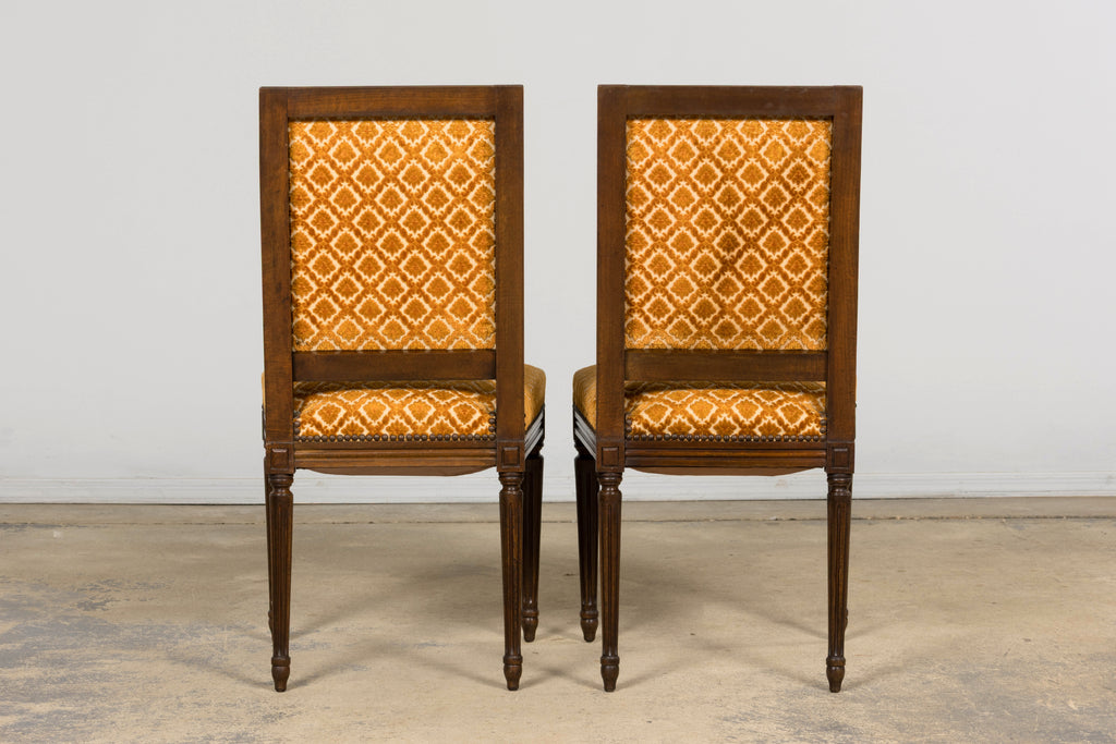 Set of Six Early 20th Century French Louis XVI Walnut Dining Chairs