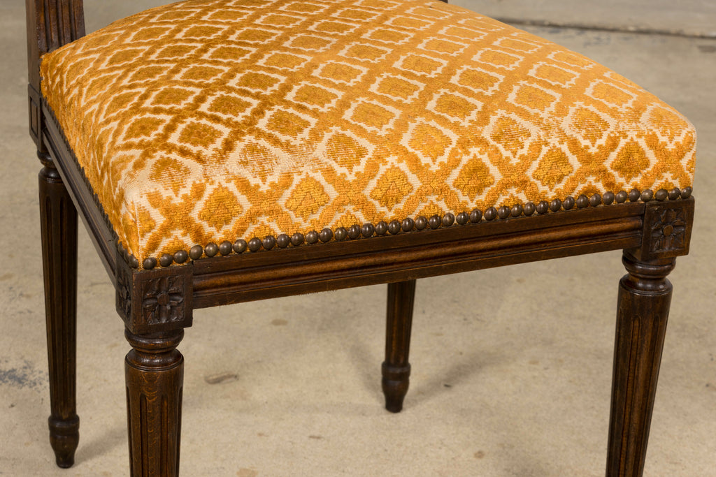 Set of Six Early 20th Century French Louis XVI Walnut Dining Chairs