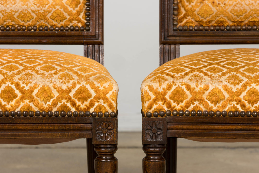 Set of Six Early 20th Century French Louis XVI Walnut Dining Chairs