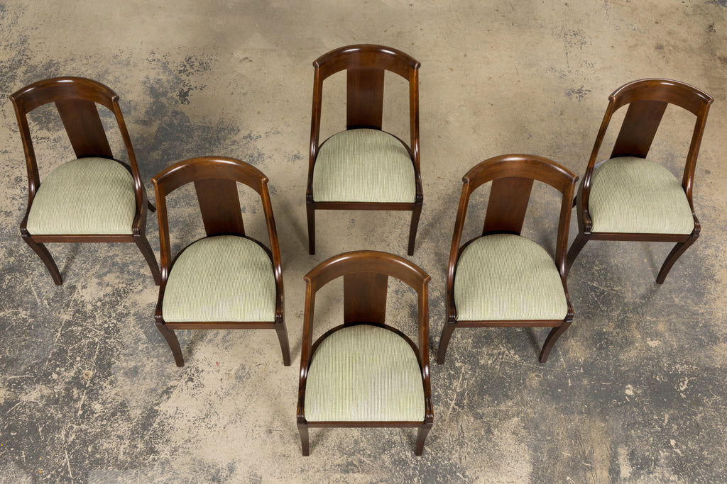 Set of Six Early 20th Century French Empire Mahogany Dining Chairs