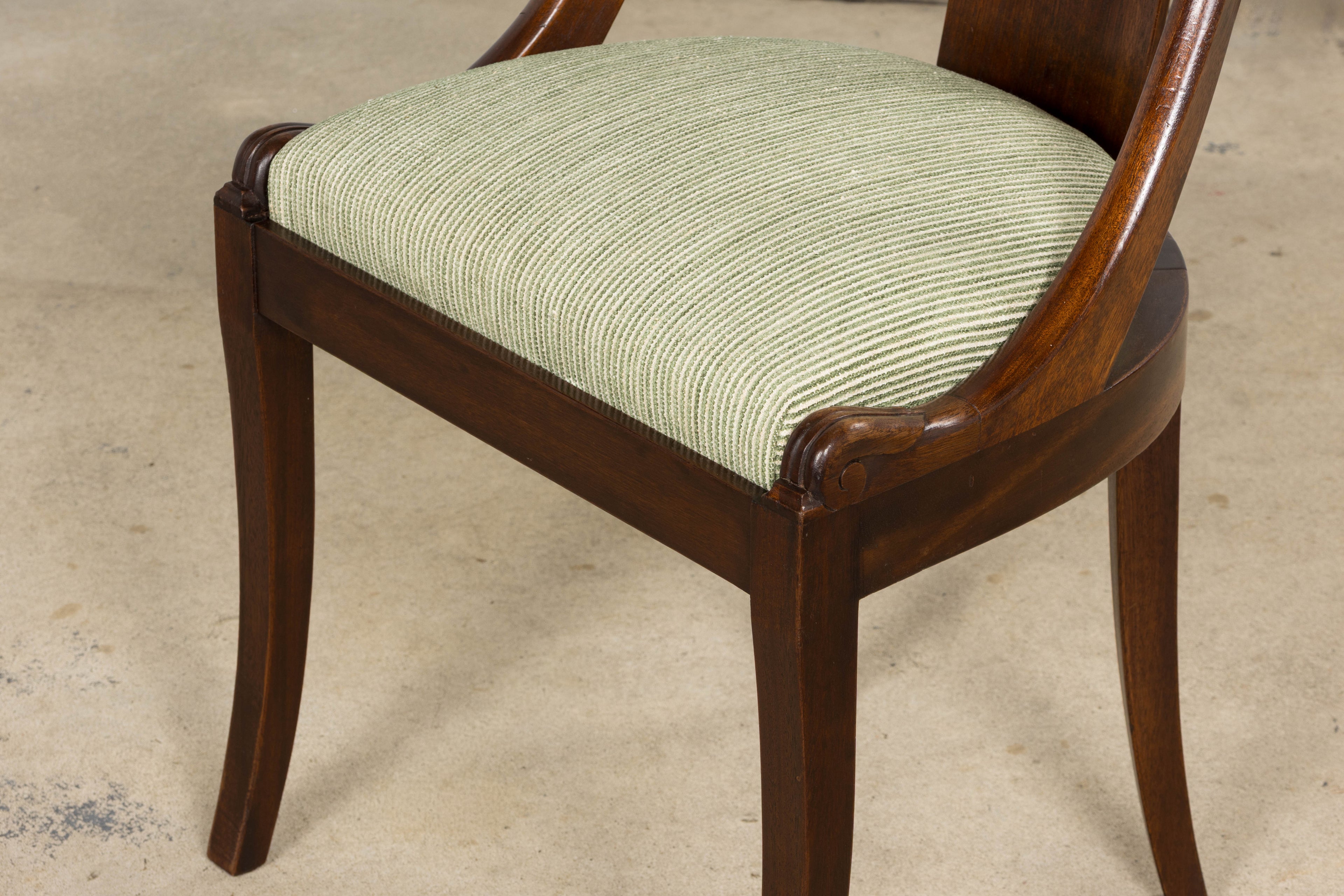 Set of Six Early 20th Century French Empire Mahogany Dining Chairs