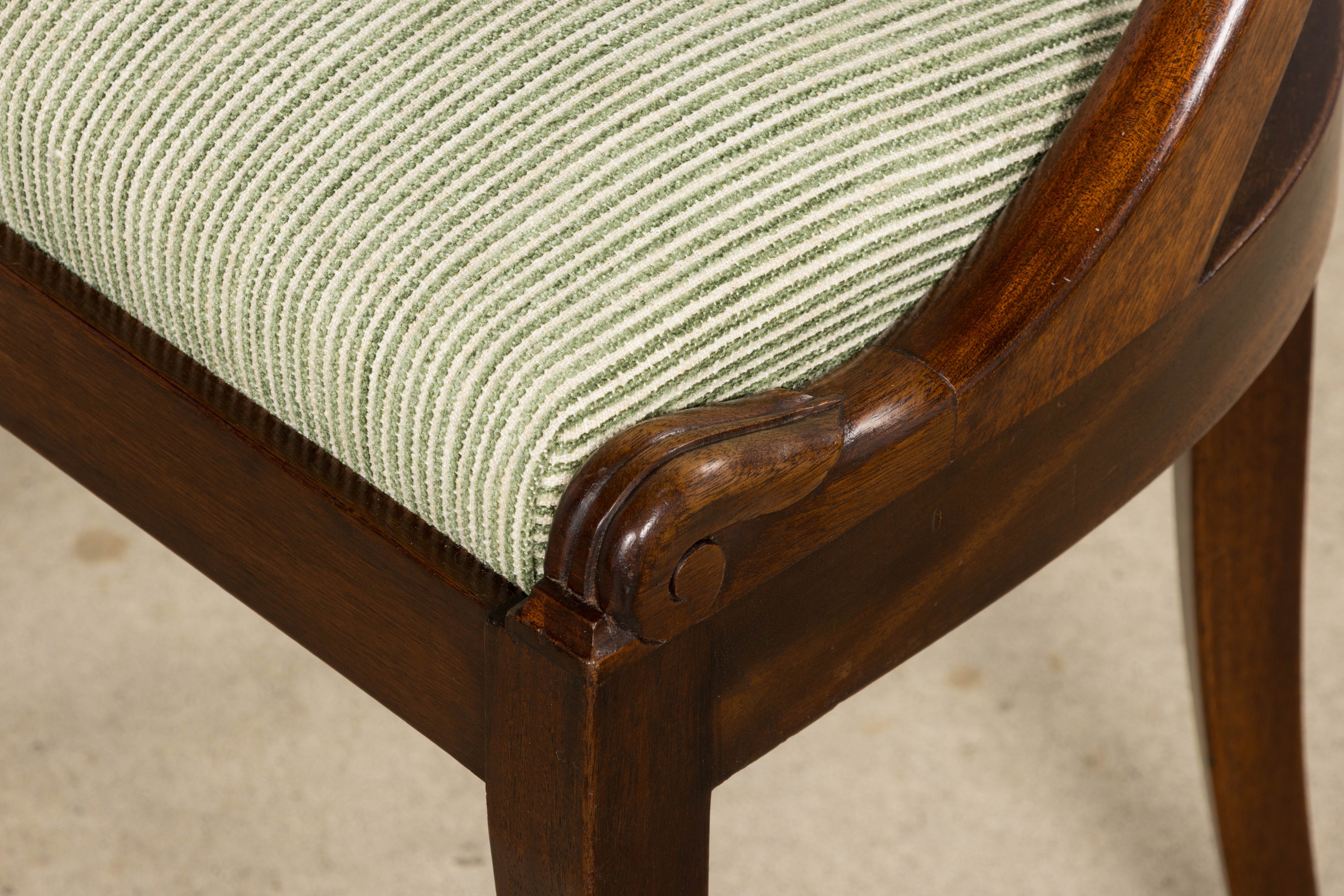 Set of Six Early 20th Century French Empire Mahogany Dining Chairs