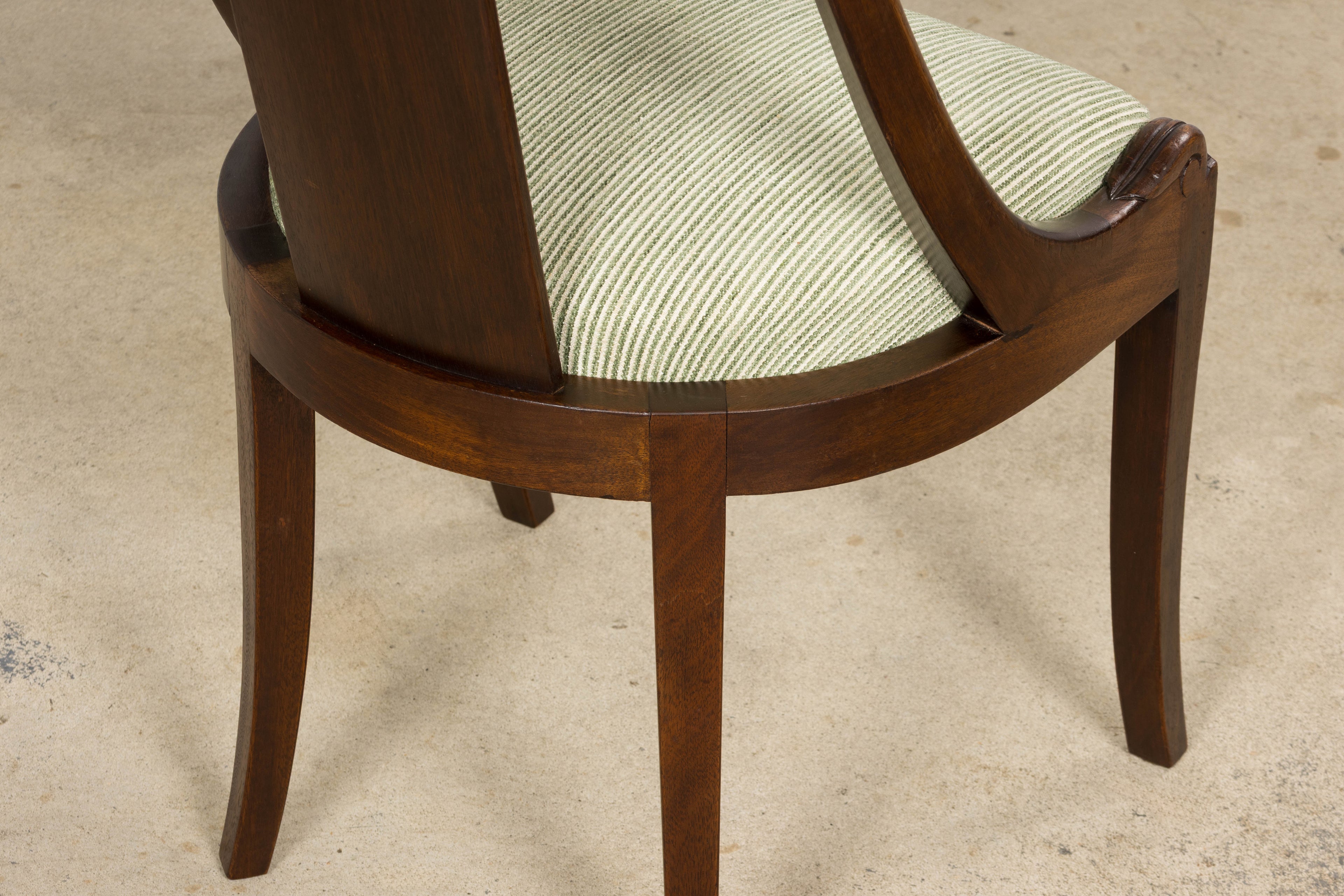 Set of Six Early 20th Century French Empire Mahogany Dining Chairs