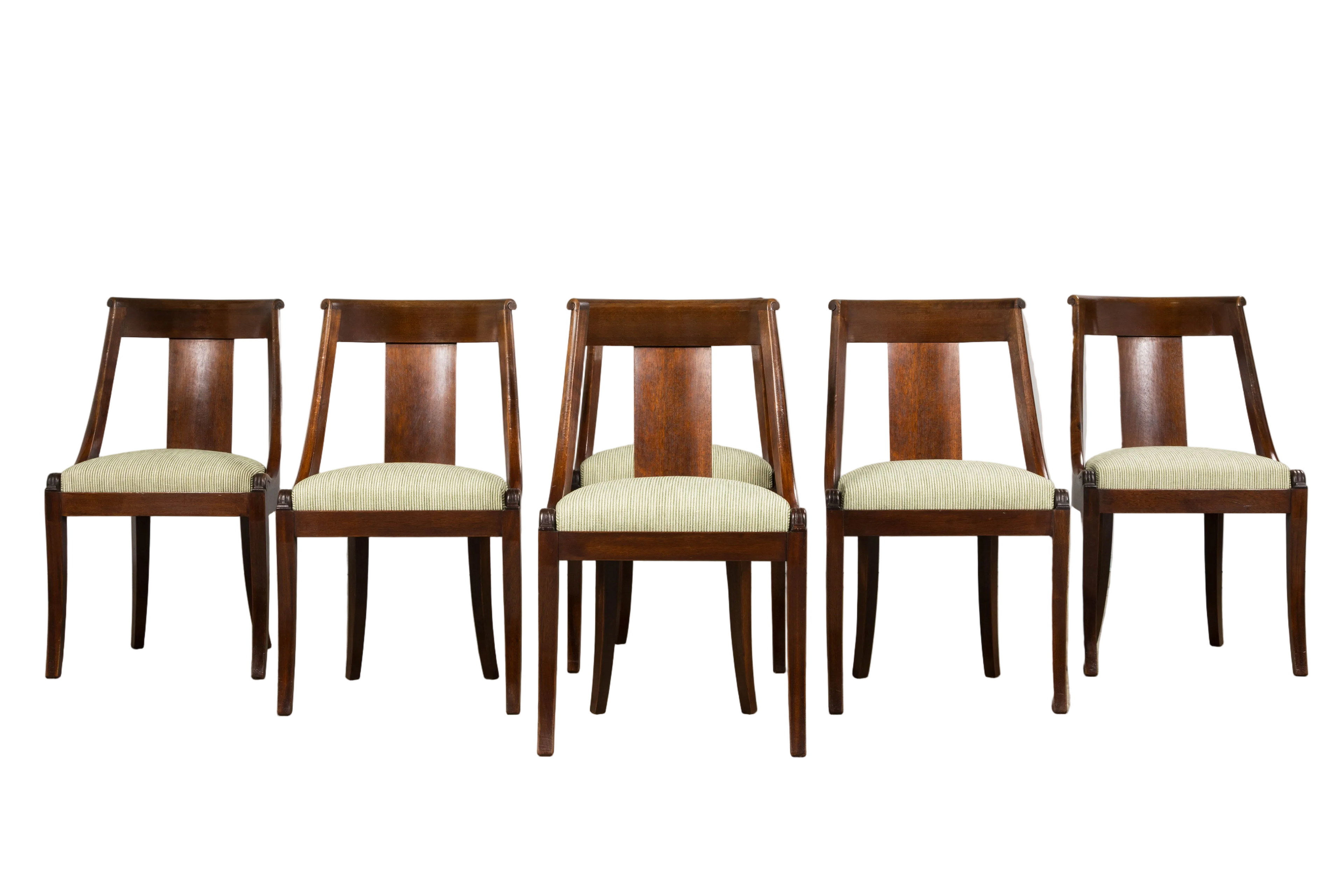 Set of Six Early 20th Century French Empire Mahogany Dining Chairs