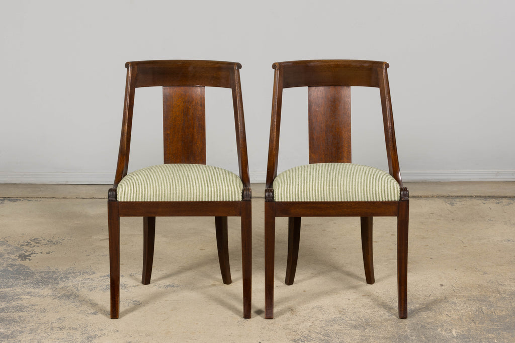 Set of Six Early 20th Century French Empire Mahogany Dining Chairs
