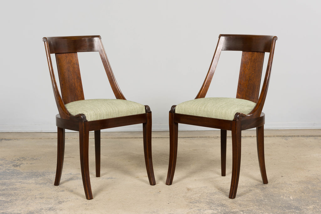 Set of Six Early 20th Century French Empire Mahogany Dining Chairs