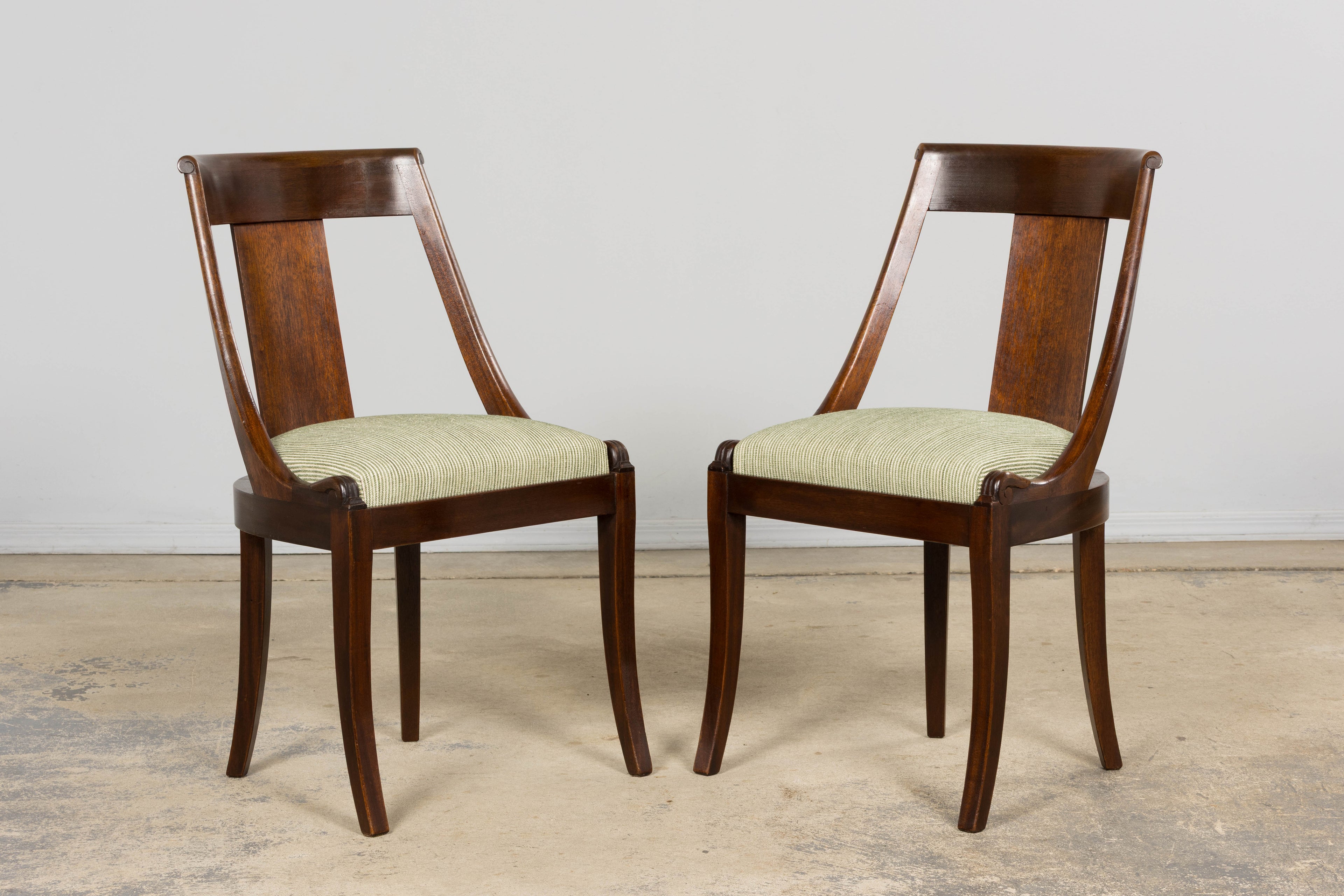 Set of Six Early 20th Century French Empire Mahogany Dining Chairs