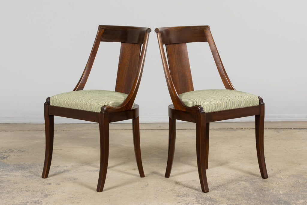 Set of Six Early 20th Century French Empire Mahogany Dining Chairs
