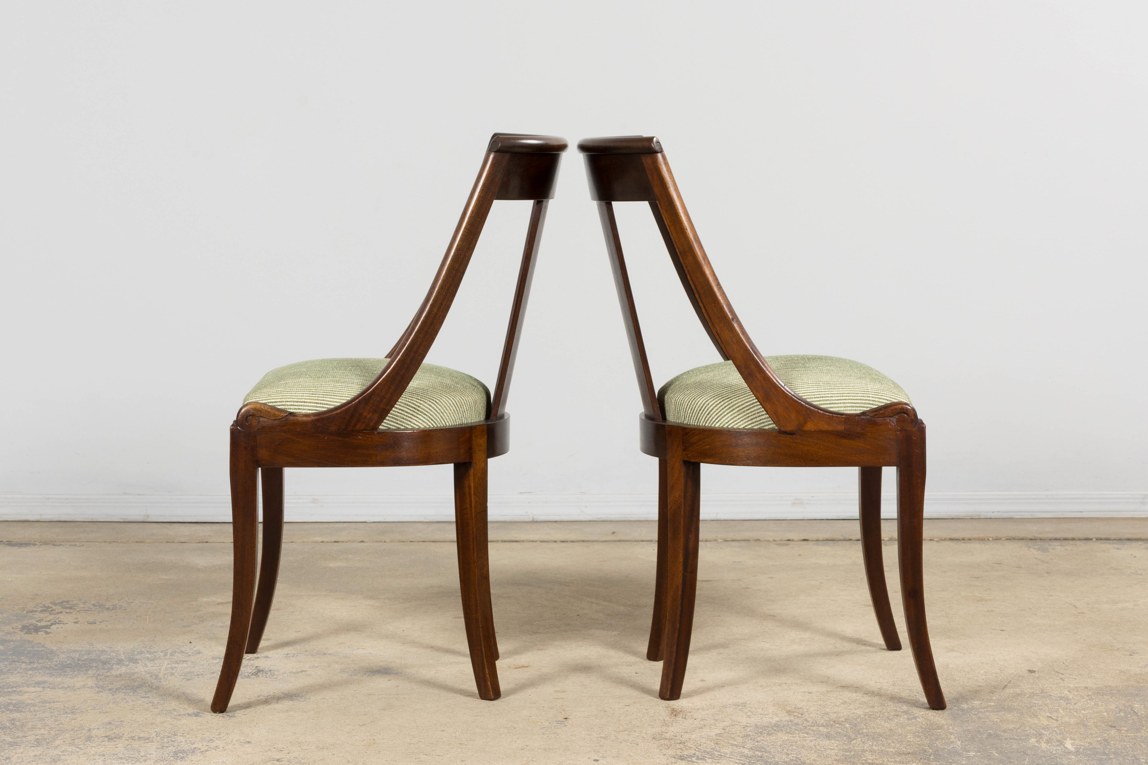 Set of Six Early 20th Century French Empire Mahogany Dining Chairs