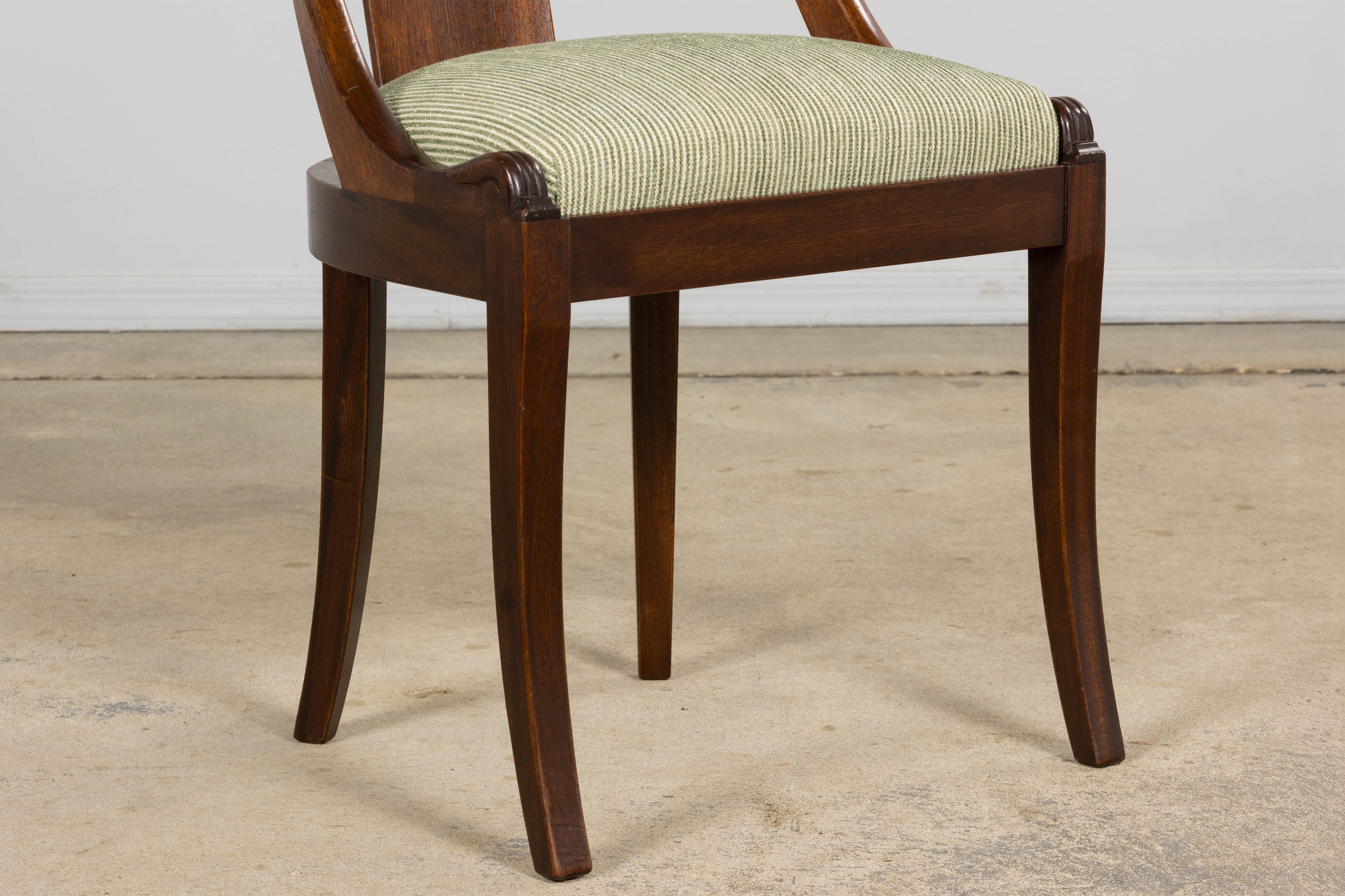 Set of Six Early 20th Century French Empire Mahogany Dining Chairs