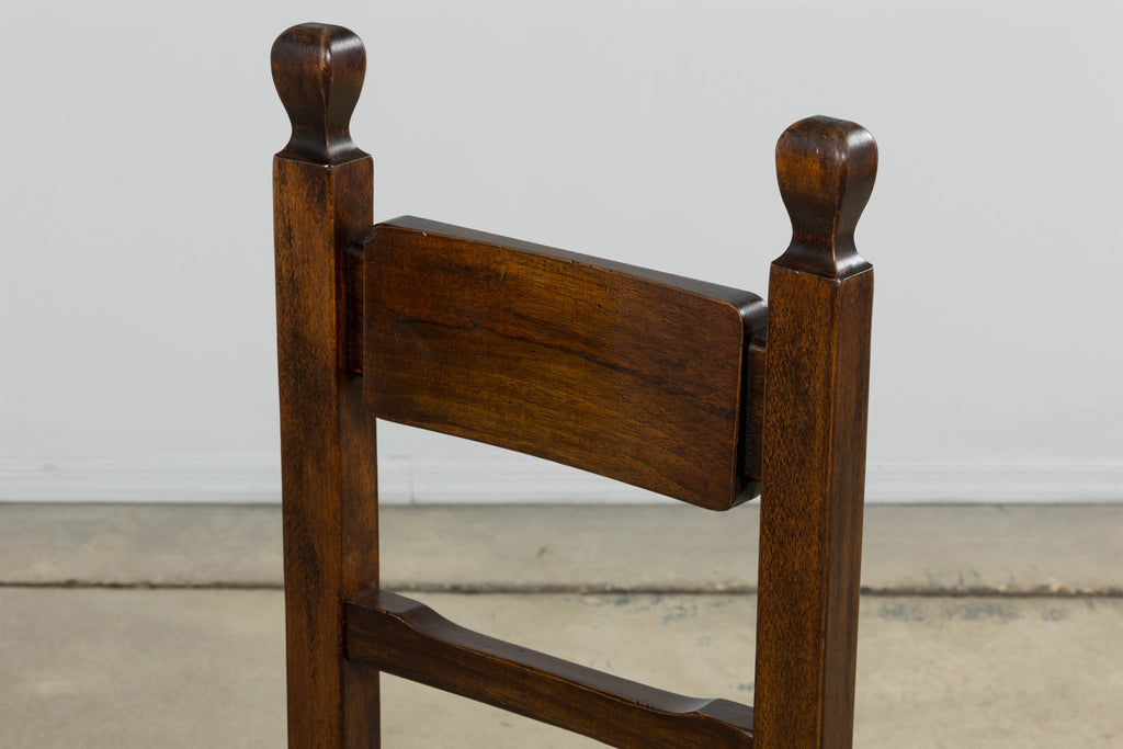 Set of Six French Provincial Oak Rush Seat Dining Chairs, Mid-20th Century