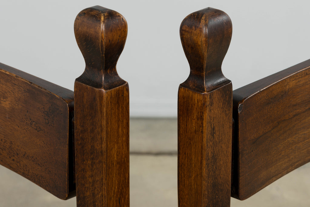 Set of Six French Provincial Oak Rush Seat Dining Chairs, Mid-20th Century