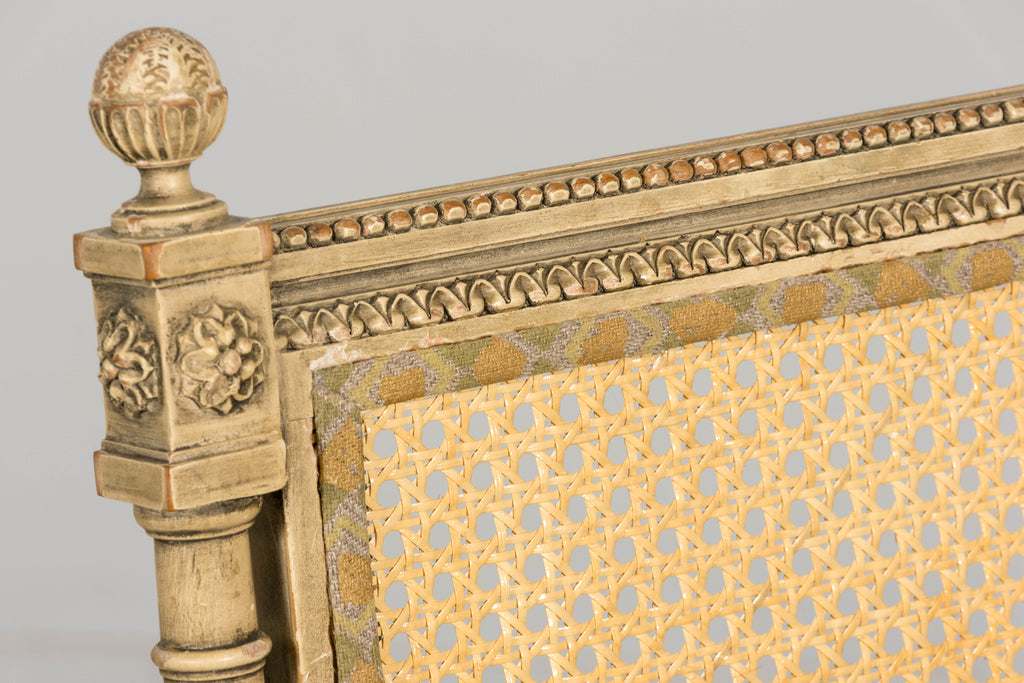 Set of Six Late 19th Century French Louis XVI Style Painted Cane Back Dining Chairs