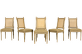 Set of Six Late 19th Century French Louis XVI Style Painted Cane Back Dining Chairs