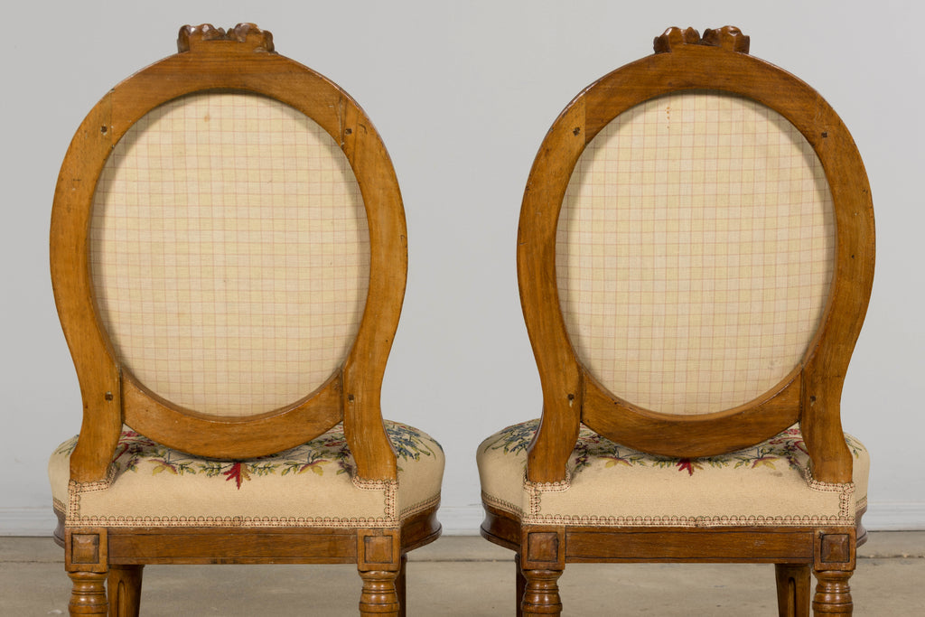 Set of Six Late 19th Century French Louis XVI Style Walnut Chairs with Pair of Fauteuils