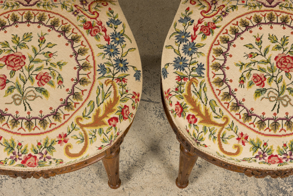 Set of Six Late 19th Century French Louis XVI Style Walnut Chairs with Pair of Fauteuils