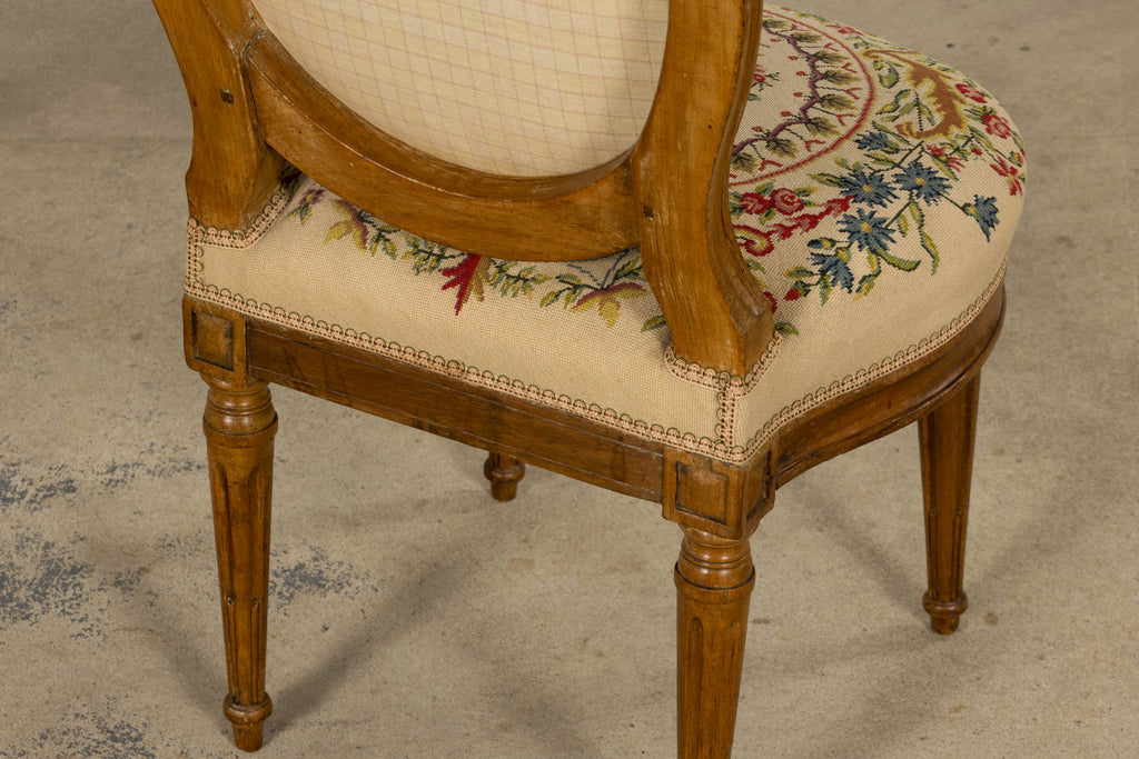 Set of Six Late 19th Century French Louis XVI Style Walnut Chairs with Pair of Fauteuils