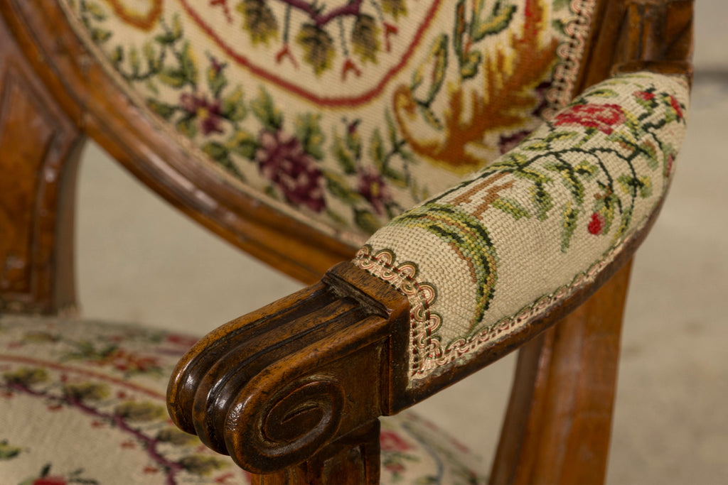 Set of Six Late 19th Century French Louis XVI Style Walnut Chairs with Pair of Fauteuils