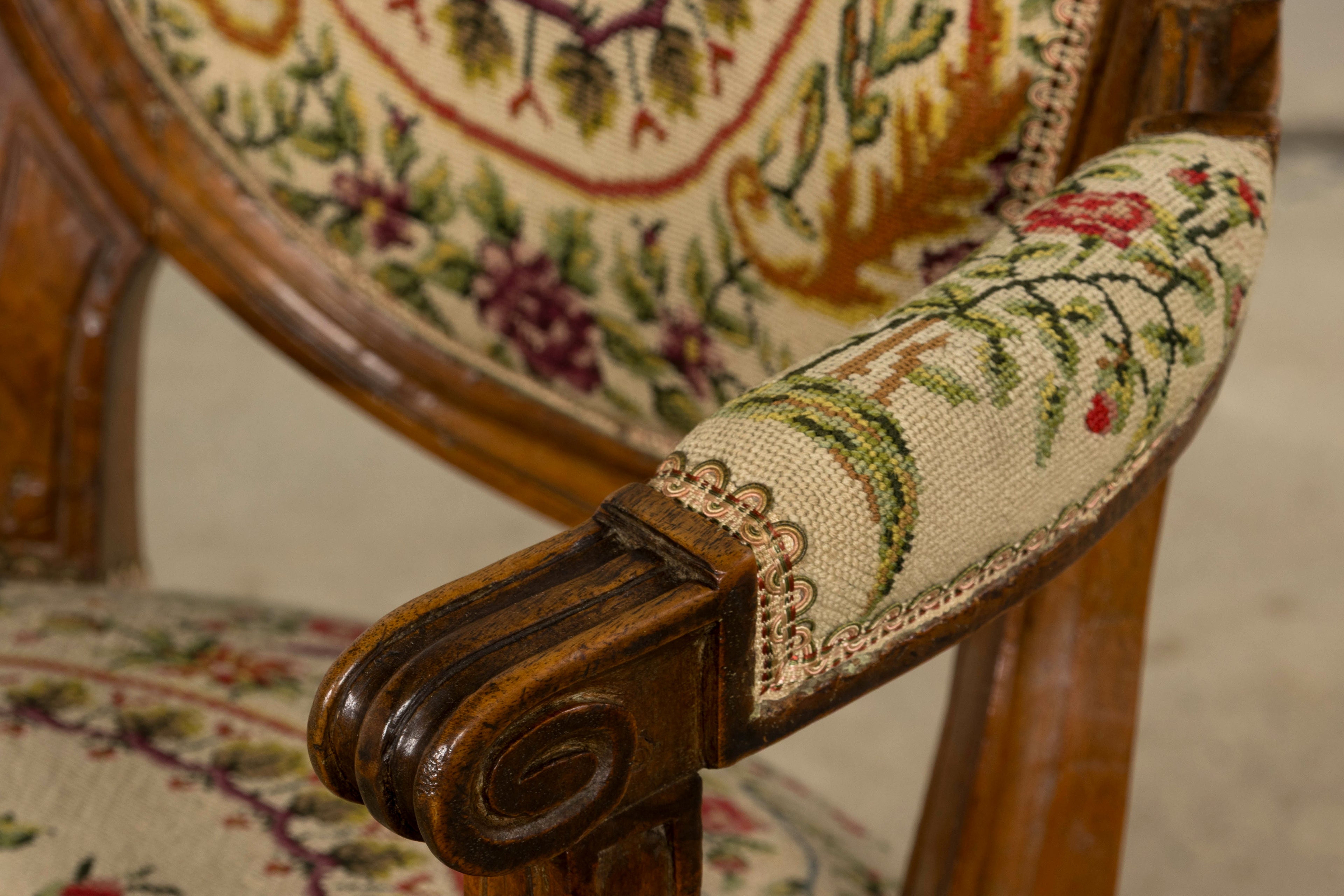 Set of Six Late 19th Century French Louis XVI Style Walnut Chairs with Pair of Fauteuils