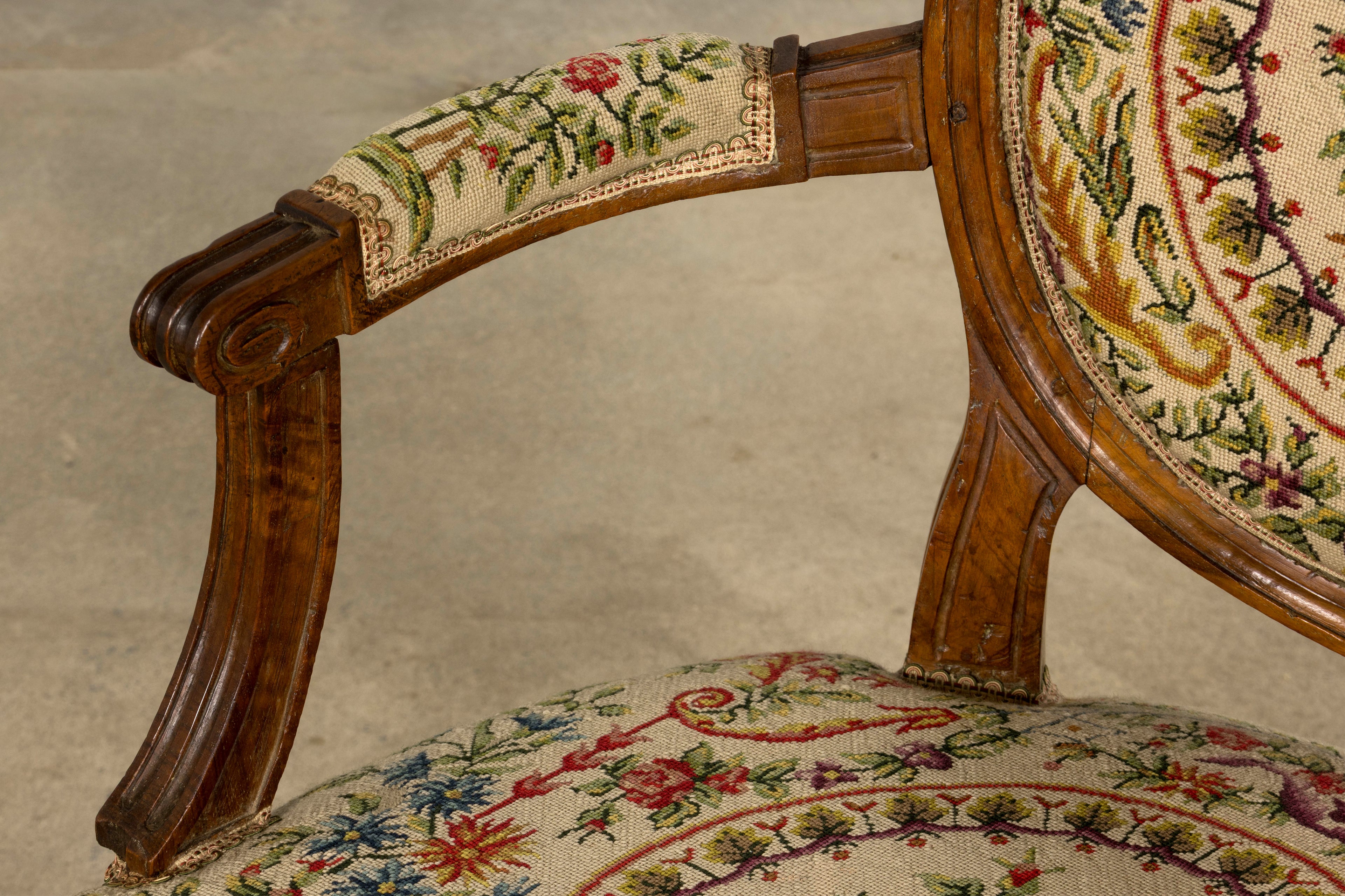 Set of Six Late 19th Century French Louis XVI Style Walnut Chairs with Pair of Fauteuils