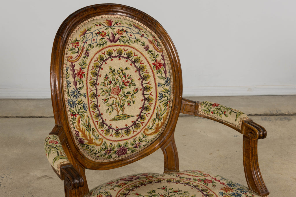 Set of Six Late 19th Century French Louis XVI Style Walnut Chairs with Pair of Fauteuils