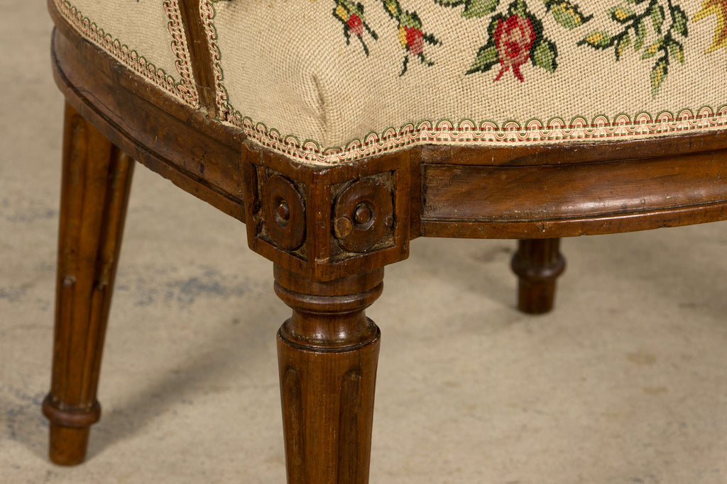 Set of Six Late 19th Century French Louis XVI Style Walnut Chairs with Pair of Fauteuils