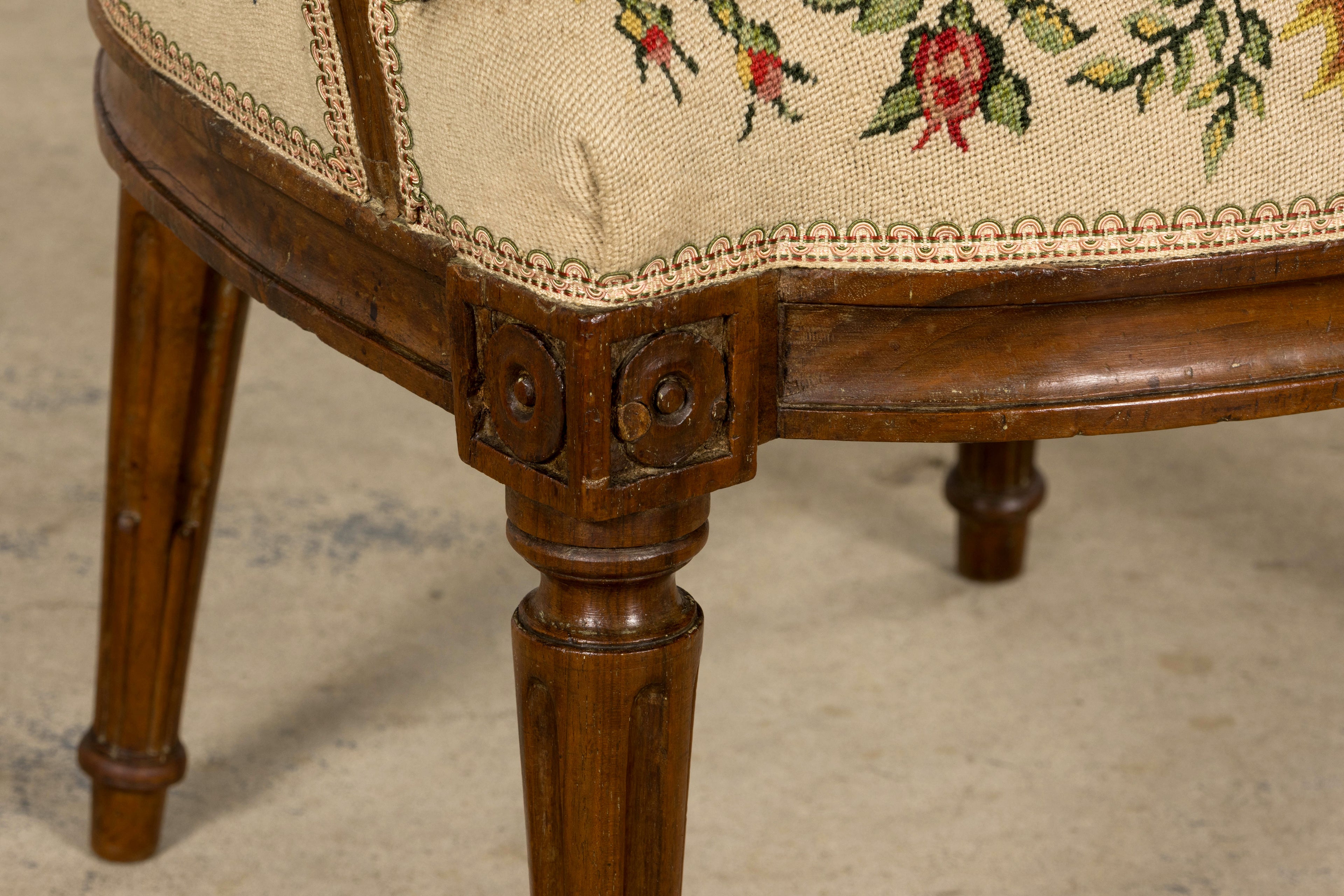 Set of Six Late 19th Century French Louis XVI Style Walnut Chairs with Pair of Fauteuils