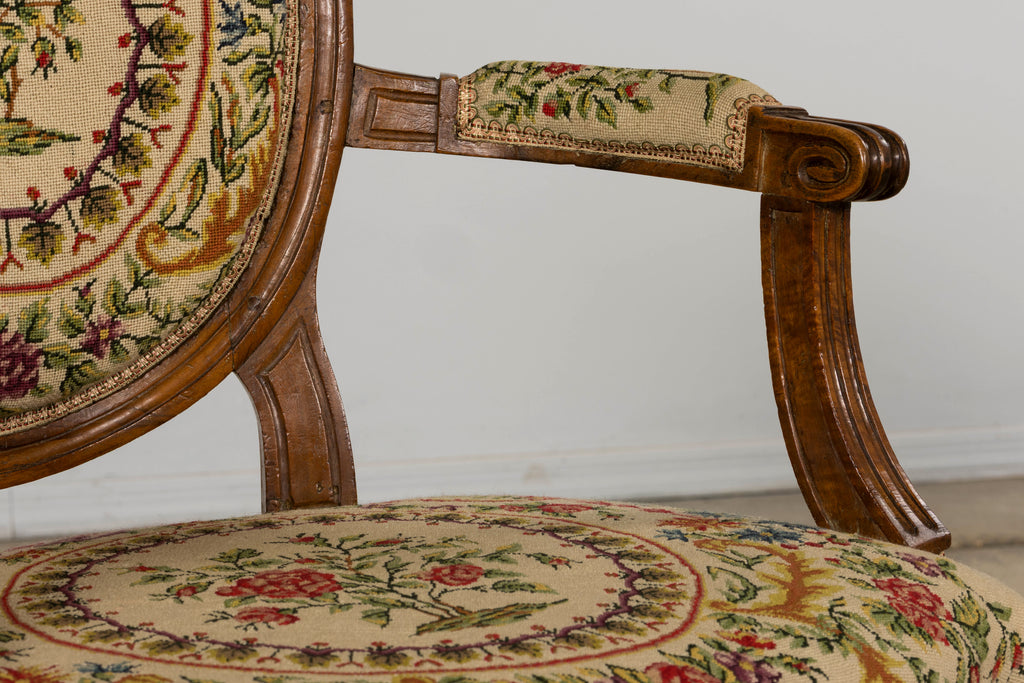 Set of Six Late 19th Century French Louis XVI Style Walnut Chairs with Pair of Fauteuils