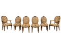 Set of Six Late 19th Century French Louis XVI Style Walnut Chairs with Pair of Fauteuils