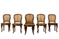 Set of Six Mid-19th Century French Napoleon III Carved Oak and Cane Dining Chairs