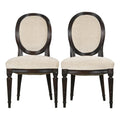 Antique French Louis XVI Style Maple Side Chairs in Beige Chenille - A Pair