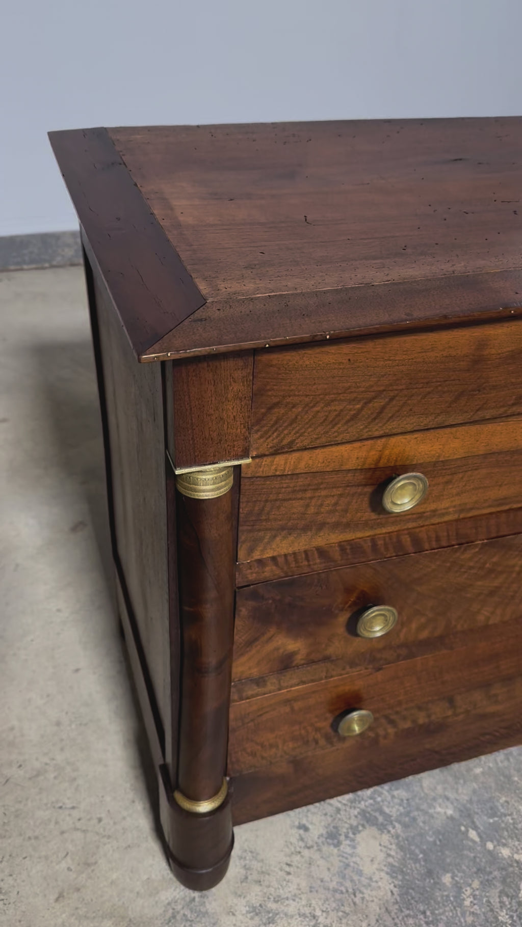 19th Century French Empire Style Walnut Chest of Drawers