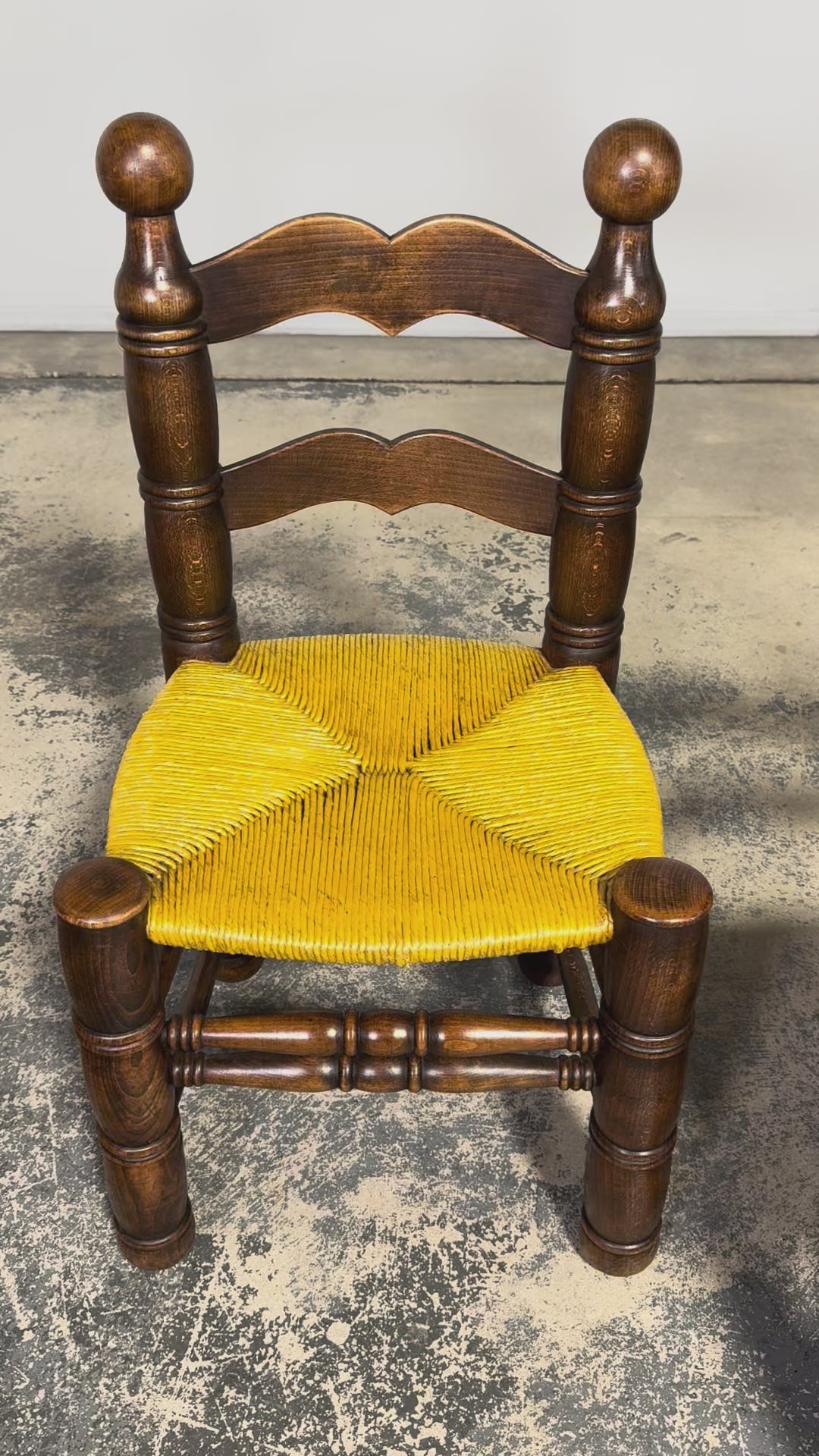 Set of 6 French Modernist Oak and Rush Dining Chairs