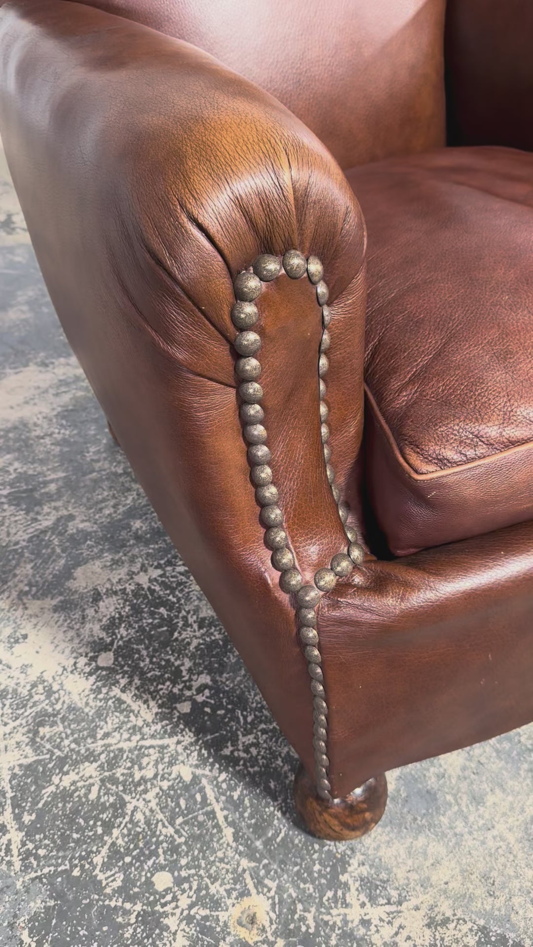 ON HOLD 1930s French Art Deco Scalloped Back Club Chairs in Cognac Leather - A Pair