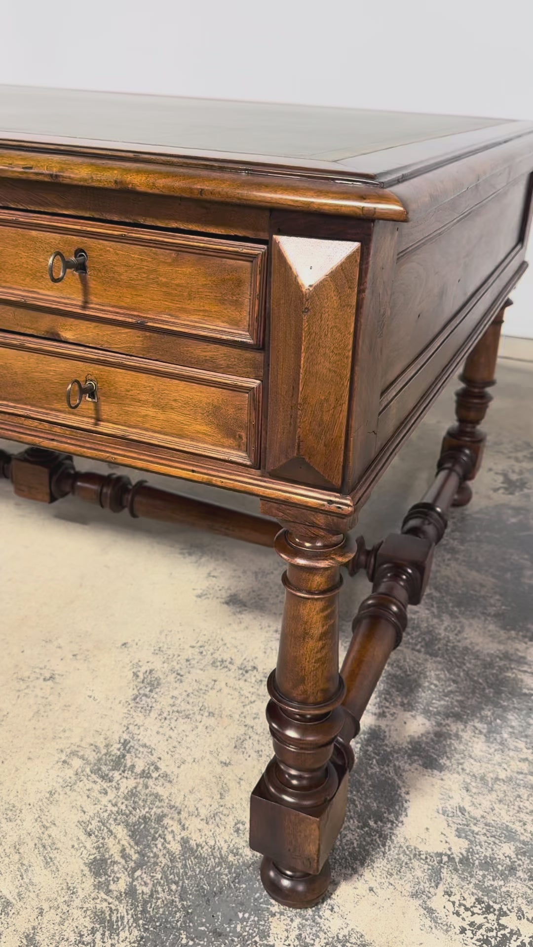 Late 19th Century French Louis XIII Style Walnut Partners Desk