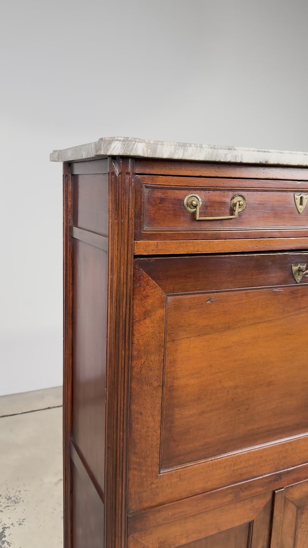 Late 18th Century French Louis XVI Walnut Secretary Desk with Marble Top