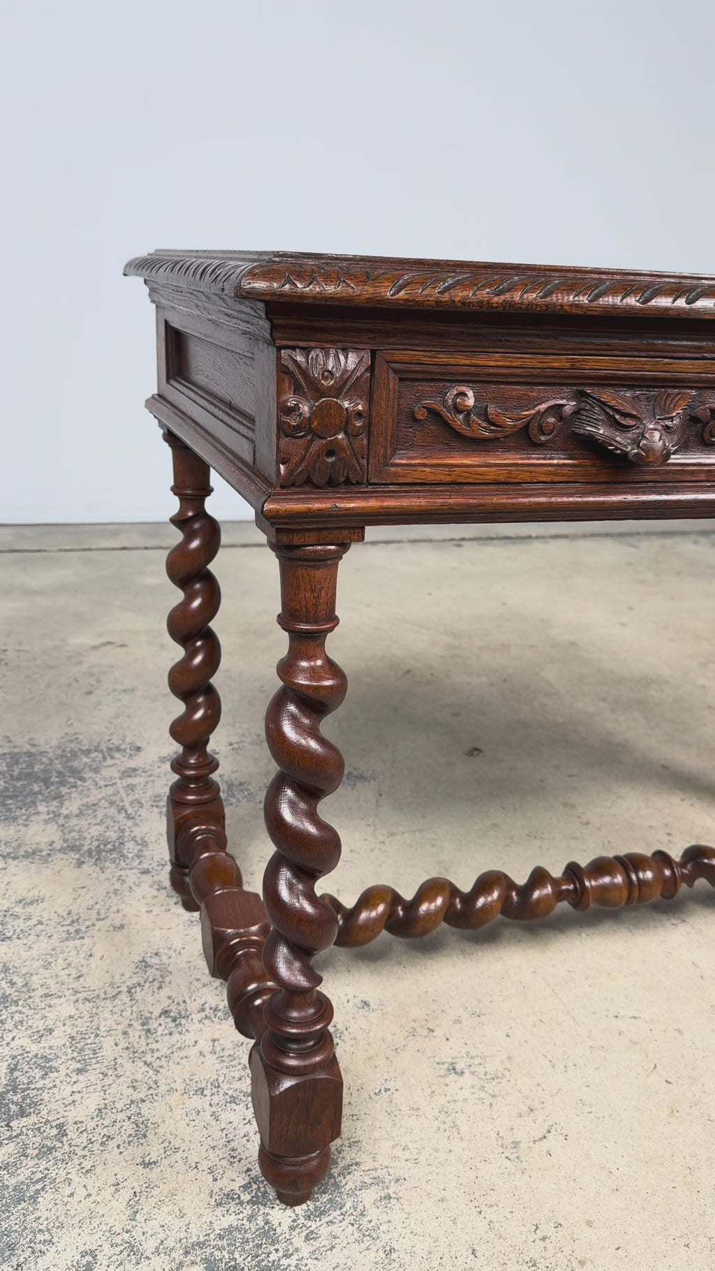 Late 19th Century French Henry II Carved Oak Writing Table