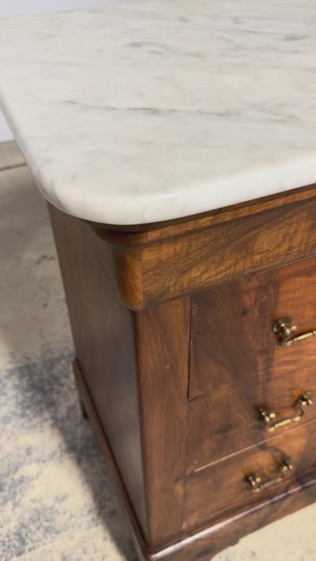 19th Century French Louis Philippe Walnut Chest of Drawers W/ Carrara Marble