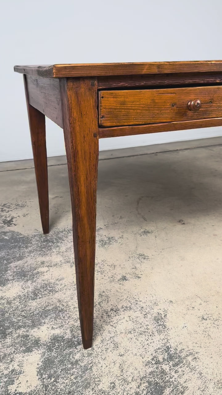 Late 19th Century French Rustic Farmhouse Pine Three-Drawer Writing Table