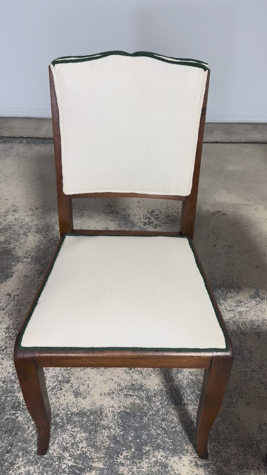 Set of Six 1930s French Art Deco Mustache Back Walnut Dining Chairs