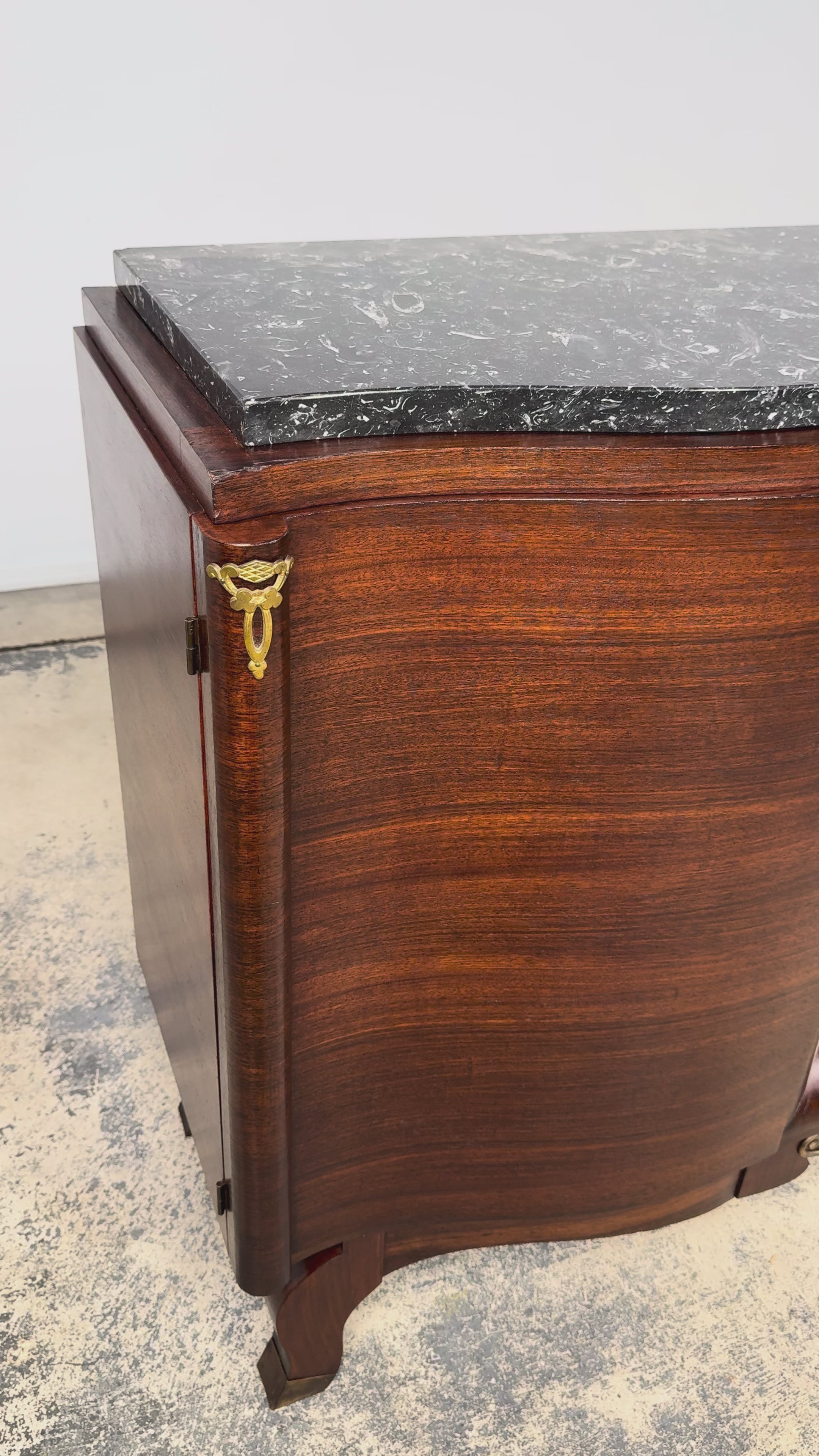 1930s French Art Deco Rosewood Sideboard with Black Marble Top