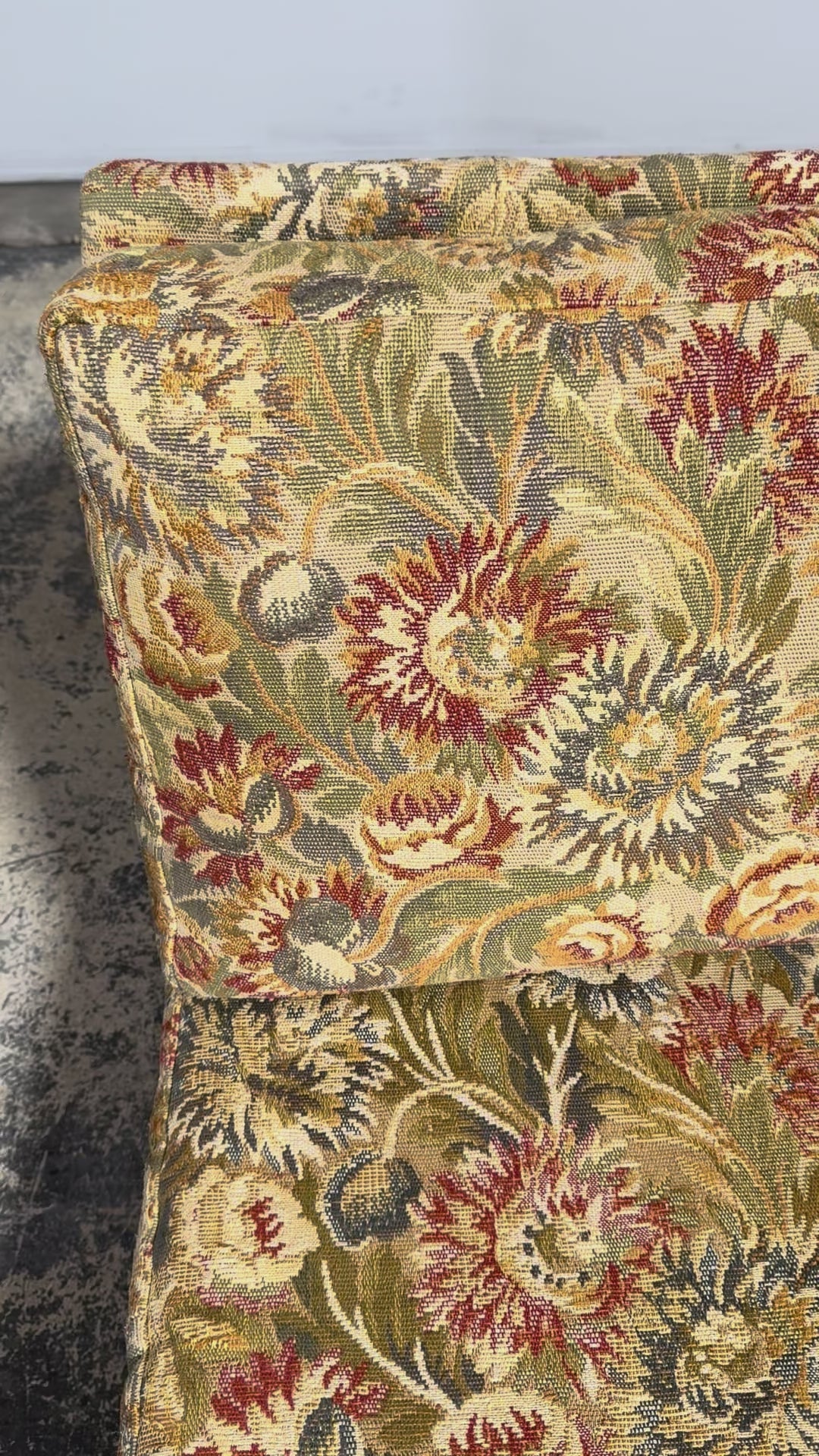 Vintage French Country Sofas in Floral Tapestry – A Pair