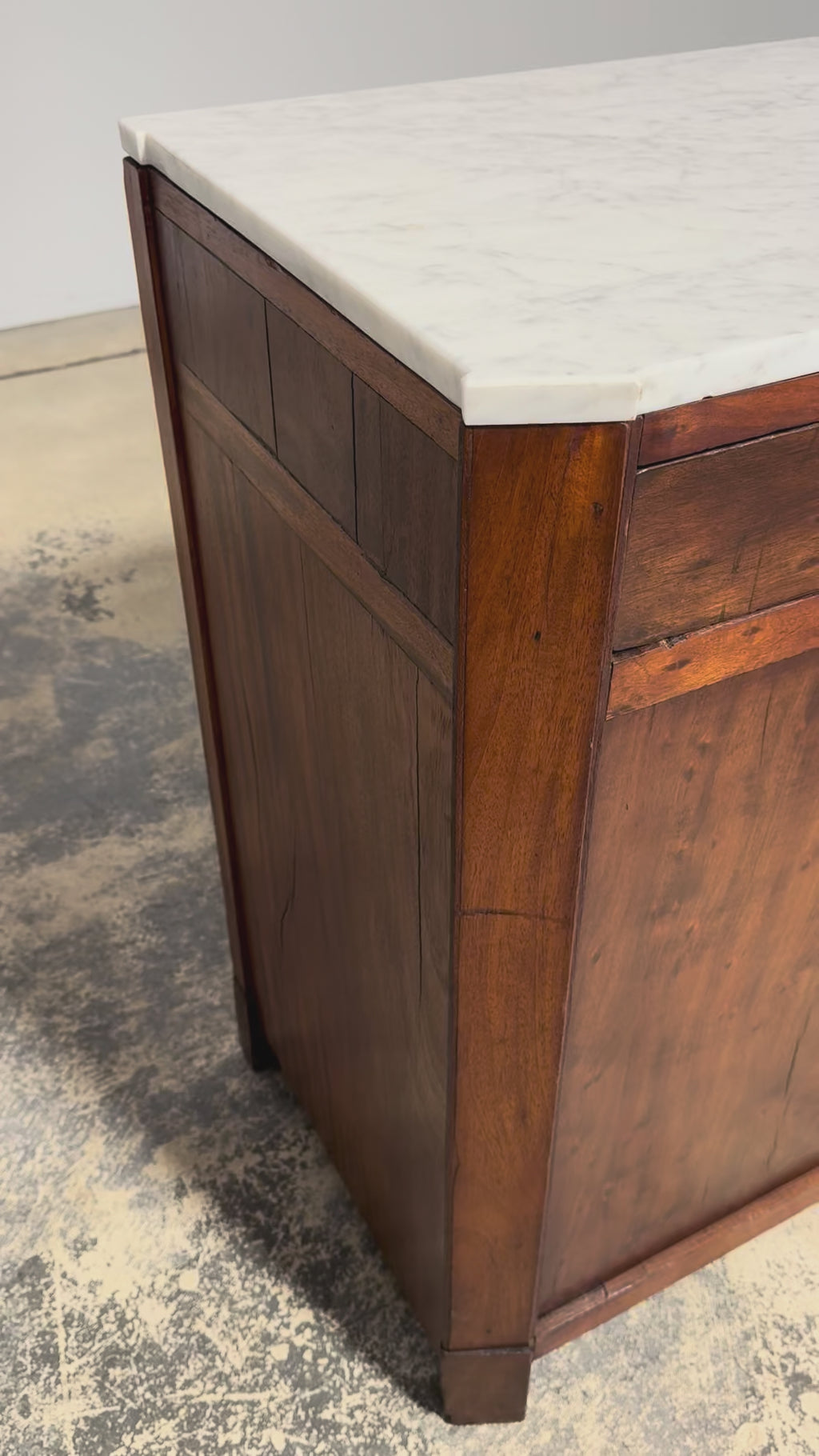 Early 19th Century French Empire Mahogany Sideboard W/ Carrara Marble