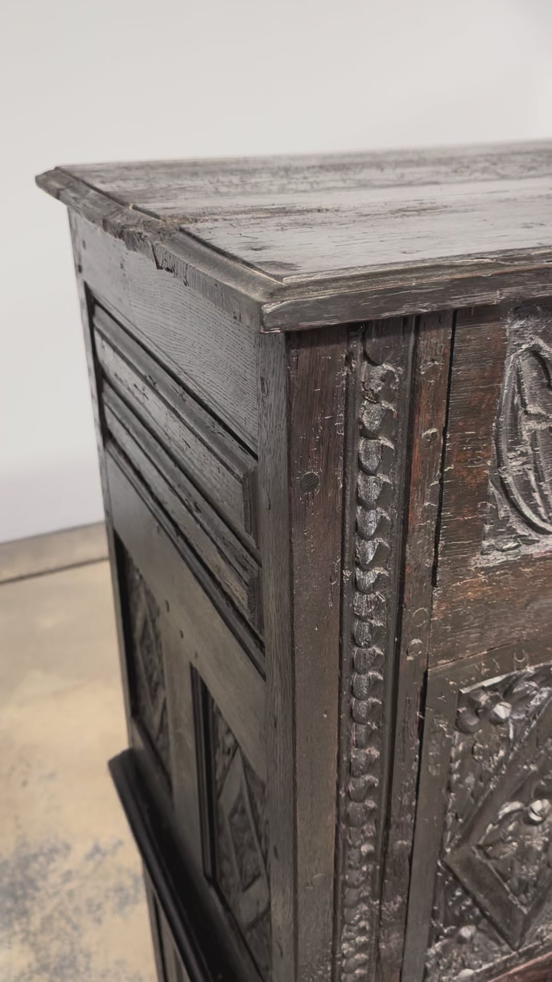 ON HOLD 18th Century French Renaissance Carved Oak Cupboard Buffet