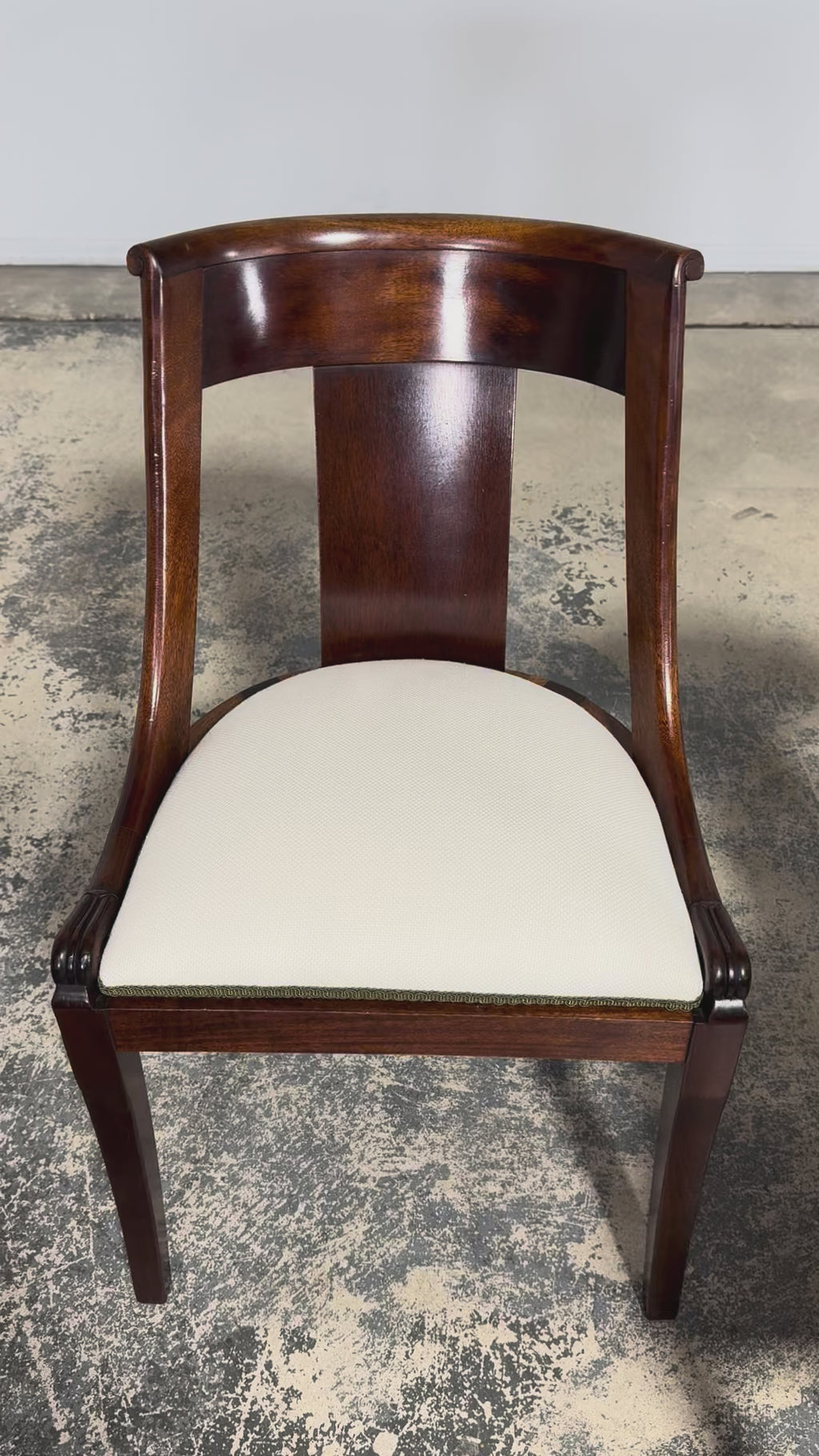 Set of Six Early 20th Century French Empire Mahogany Gondola Dining Chairs