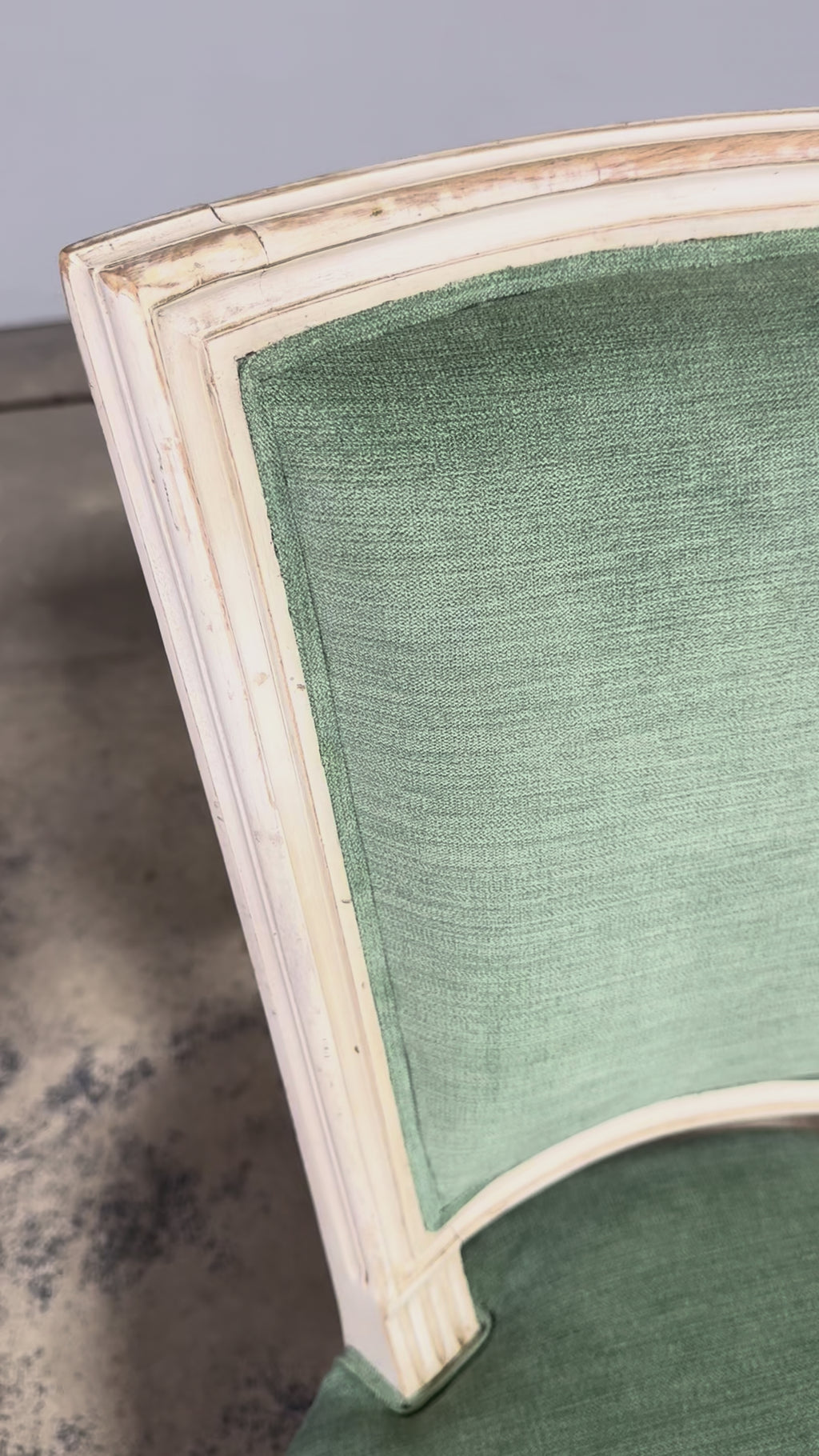 Pair of Antique French Louis XVI Style Painted Accent Side Chairs in Sea Green