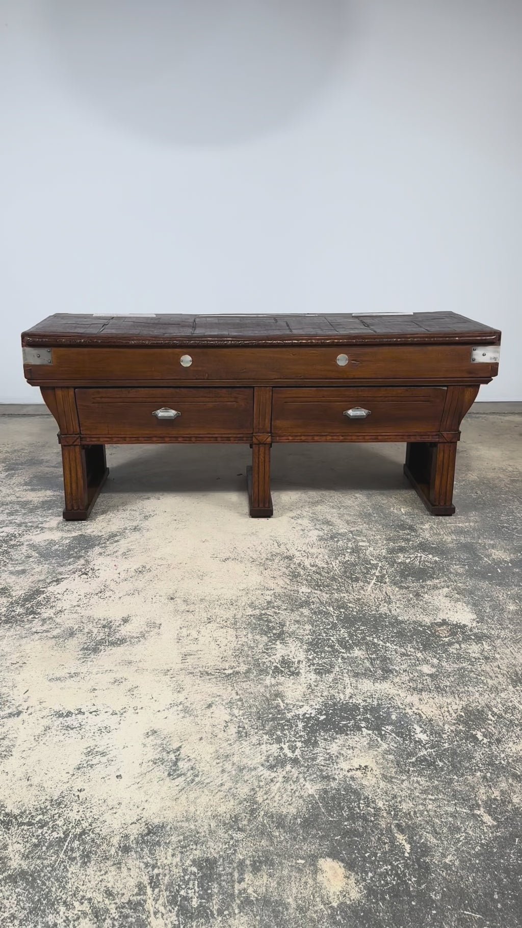 1920s French Art Deco Butcher Block Table, Beech Wood, Provence