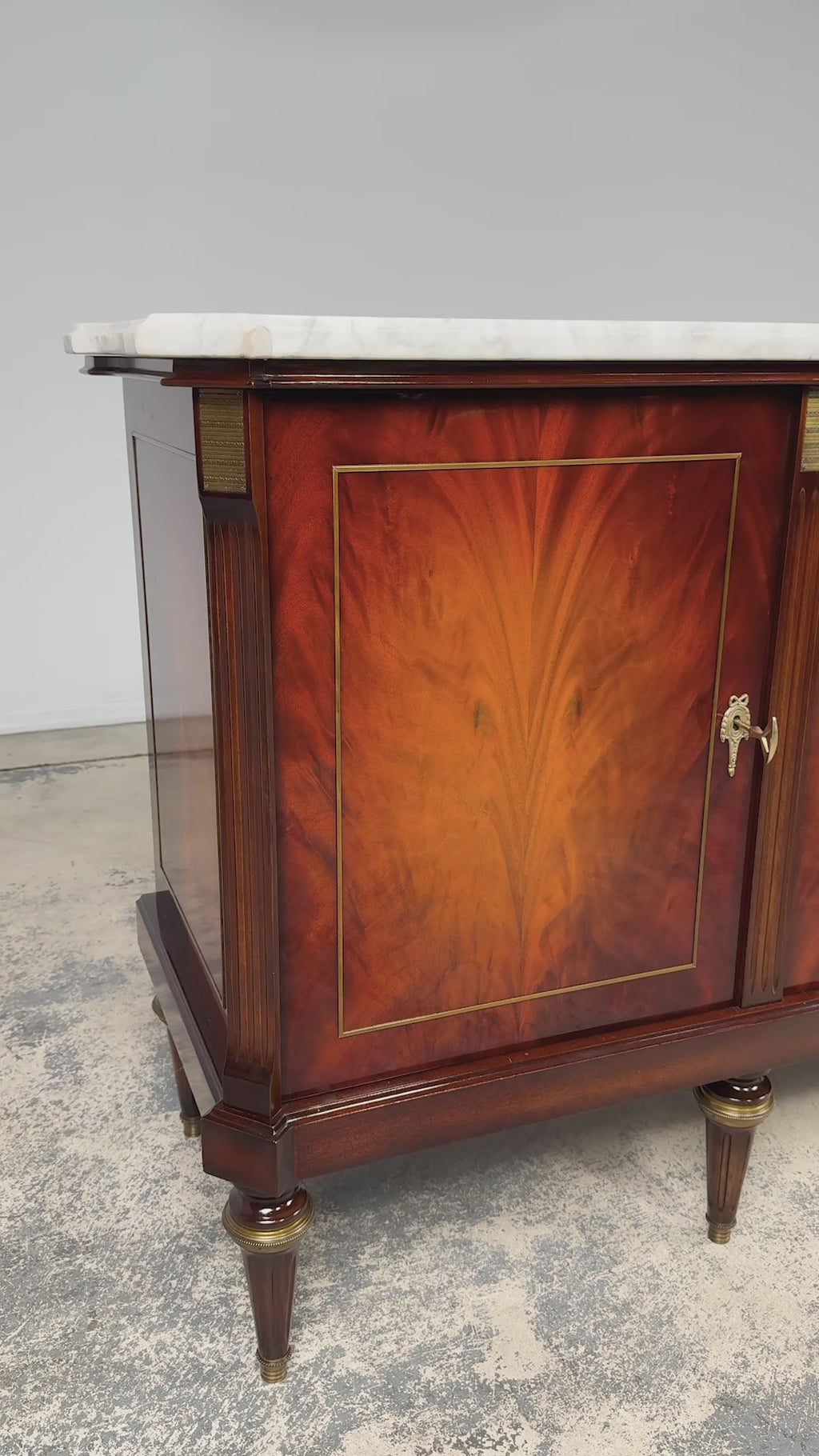 Mid 20th Century French Louis XVI Style Mahogany Sideboard Buffet with Carrara Marble Top